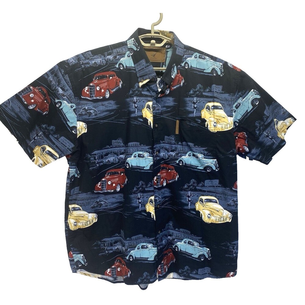 North River Outfitters Men's Shirt Sz XL Classic Cars Casual Button-Down Cotton